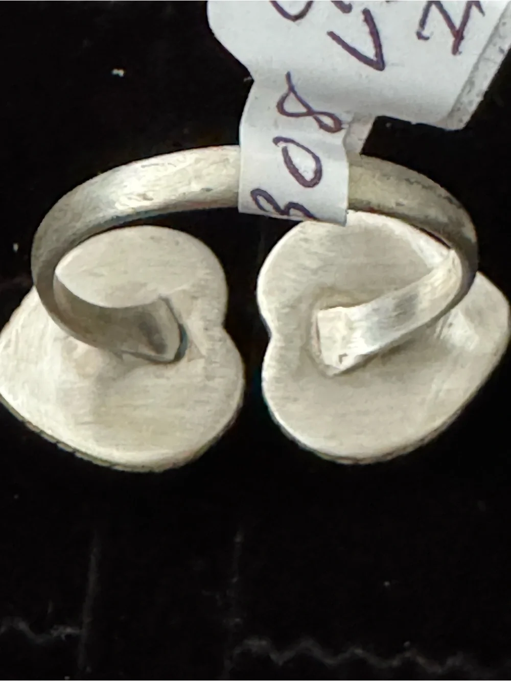 Genuine Turquoise double Heart statement ring - Bright Blue Sterling silver
